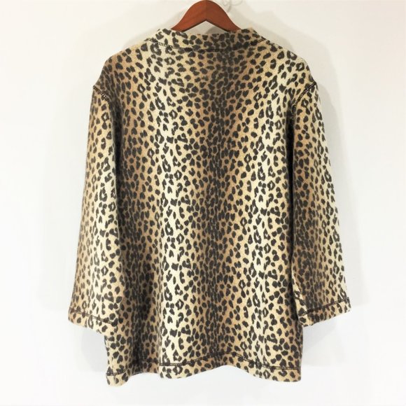 Mock Neck Leopard Print Wool Blend Sweater - Picture 2 of 6